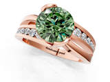 Rose gold Fancy Green Round  Solitaire Channel-Set Split Shank Ring with Tension Prong Setting_4