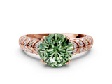 Rose gold Fancy Green Round  Solitaire Chevron Pave Diamond Engagement Ring with Six-Prong Setting_3