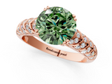 Rose gold Fancy Green Round  Solitaire Chevron Pave Diamond Engagement Ring with Six-Prong Setting_4