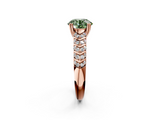 Rose gold Fancy Green Round  Solitaire Chevron Pave Diamond Engagement Ring with Six-Prong Setting_5