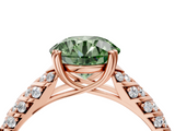 Rose gold Fancy Green Round  Solitaire Chevron Pave Diamond Engagement Ring with Six-Prong Setting_7