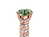 Rose gold Fancy Green Round  Solitaire Chevron Pave Diamond Engagement Ring with Six-Prong Setting_8