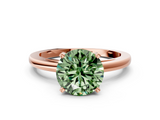 Rose gold Fancy Green Round  Solitaire Diamond Engagement Ring with Four-Prong Setting on a Classic Band_3