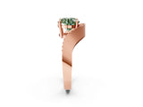 Rose gold Fancy Green Round  Solitaire Diamond Engagement Ring with Pave Band and Four-Prong Setting 2