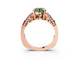 Rose gold Fancy Green Round  Solitaire Diamond Engagement Ring with Pave Band and Four-Prong Setting 3