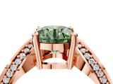 Rose gold Fancy Green Round  Solitaire Diamond Engagement Ring with Pave Band and Four-Prong Setting 4