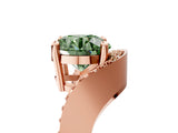Rose gold Fancy Green Round  Solitaire Diamond Engagement Ring with Pave Band and Four-Prong Setting 5