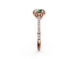 Rose gold Fancy Green Round  Solitaire Diamond Engagement Ring with Pave Band and Six-Prong Setting_22