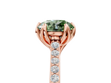Rose gold Fancy Green Round  Solitaire Diamond Engagement Ring with Pave Band and Six-Prong Setting_25