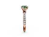 Rose gold Fancy Green Round  Solitaire Diamond Pavé Band with Four-Prong Setting_30