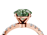 Rose gold Fancy Green Round  Solitaire Diamond Pavé Band with Four-Prong Setting_32