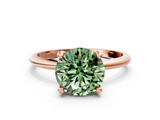 Rose gold Fancy Green Round  Solitaire Diamond Ring with 4-Prong Setting on a Classic Band_3