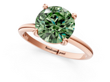 Rose gold Fancy Green Round  Solitaire Diamond Ring with 4-Prong Setting on a Classic Band_4
