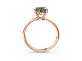Rose gold Fancy Green Round  Solitaire Diamond Ring with 4-Prong Setting on a Classic Band_6
