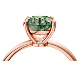 Rose gold Fancy Green Round  Solitaire Diamond Ring with 4-Prong Setting on a Classic Band_7