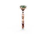Rose gold Fancy Green Round  Solitaire Diamond Ring with Bamboo Band and Four-Prong Setting_71