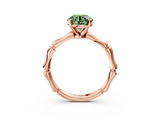 Rose gold Fancy Green Round  Solitaire Diamond Ring with Bamboo Band and Four-Prong Setting_72