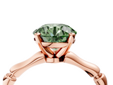 Rose gold Fancy Green Round  Solitaire Diamond Ring with Bamboo Band and Four-Prong Setting_73