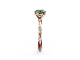 Rose gold Fancy Green Round  Solitaire Diamond Ring with Bezel Set Side Stones and Prong Setting_5
