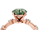 Rose gold Fancy Green Round  Solitaire Diamond Ring with Bezel Set Side Stones and Prong Setting_7