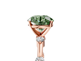Rose gold Fancy Green Round  Solitaire Diamond Ring with Bezel Set Side Stones and Prong Setting_8