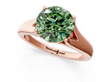 Rose gold Fancy Green Round  Solitaire Diamond Ring with Cathedral Band and Four-Prong Setting_83