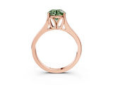 Rose gold Fancy Green Round  Solitaire Diamond Ring with Cathedral Band and Four-Prong Setting_85