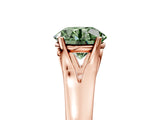 Rose gold Fancy Green Round  Solitaire Diamond Ring with Cathedral Band and Four-Prong Setting_87