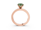 Rose gold Fancy Green Round  Solitaire Diamond Ring with Channel-Set Baguette Band and Four-Prong Setting_84