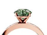Rose gold Fancy Green Round  Solitaire Diamond Ring with Channel-Set Baguette Band and Four-Prong Setting_85