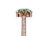 Rose gold Fancy Green Round  Solitaire Diamond Ring with Channel Set Band and Bezel Prong Setting_61