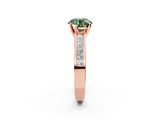 Rose gold Fancy Green Round  Solitaire Diamond Ring with Channel-Set Band and Four-Prong Setting_5