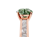 Rose gold Fancy Green Round  Solitaire Diamond Ring with Channel-Set Band and Four-Prong Setting_8