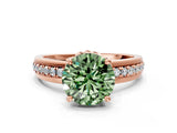 Rose gold Fancy Green Round  Solitaire Diamond Ring with Channel Set Band and Six-Prong Setting_47