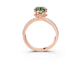 Rose gold Fancy Green Round  Solitaire Diamond Ring with Channel Set Band and Six-Prong Setting_50