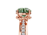 Rose gold Fancy Green Round  Solitaire Diamond Ring with Channel Set Band and Six-Prong Setting_52