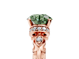 Rose gold Fancy Green Round  Solitaire Diamond Ring with Filigree Band and Four-Prong Setting_53