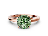 Rose gold Fancy Green Round  Solitaire Diamond Ring with Four-Prong Setting and Classic Band_3