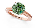 Rose gold Fancy Green Round  Solitaire Diamond Ring with Four-Prong Setting and Classic Band_4