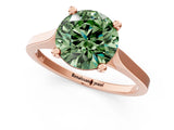 Rose gold Fancy Green Round  Solitaire Diamond Ring with Four-Prong Setting and Tapered Band 1