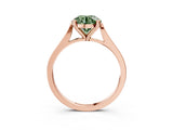Rose gold Fancy Green Round  Solitaire Diamond Ring with Four-Prong Setting and Tapered Band 3