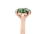 Rose gold Fancy Green Round  Solitaire Diamond Ring with Four-Prong Setting and Tapered Band 5