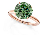 Rose gold Fancy Green Round  Solitaire Diamond Ring with Four-Prong Setting on a Plain Band_20