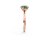Rose gold Fancy Green Round  Solitaire Diamond Ring with Four-Prong Setting on a Plain Band_21
