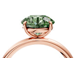 Rose gold Fancy Green Round  Solitaire Diamond Ring with Four-Prong Setting on a Plain Band_23