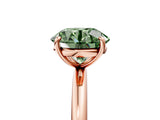 Rose gold Fancy Green Round  Solitaire Diamond Ring with Four-Prong Setting on a Plain Band_24