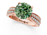 Rose gold Fancy Green Round  Solitaire Diamond Ring with Milgrain Pavé Band and Four-Prong Setting_38