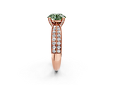 Rose gold Fancy Green Round  Solitaire Diamond Ring with Milgrain Pavé Band and Four-Prong Setting_39