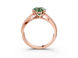 Rose gold Fancy Green Round  Solitaire Diamond Ring with Milgrain Pavé Band and Four-Prong Setting_40
