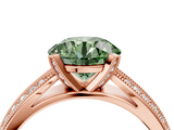 Rose gold Fancy Green Round  Solitaire Diamond Ring with Milgrain Pavé Band and Four-Prong Setting_41
